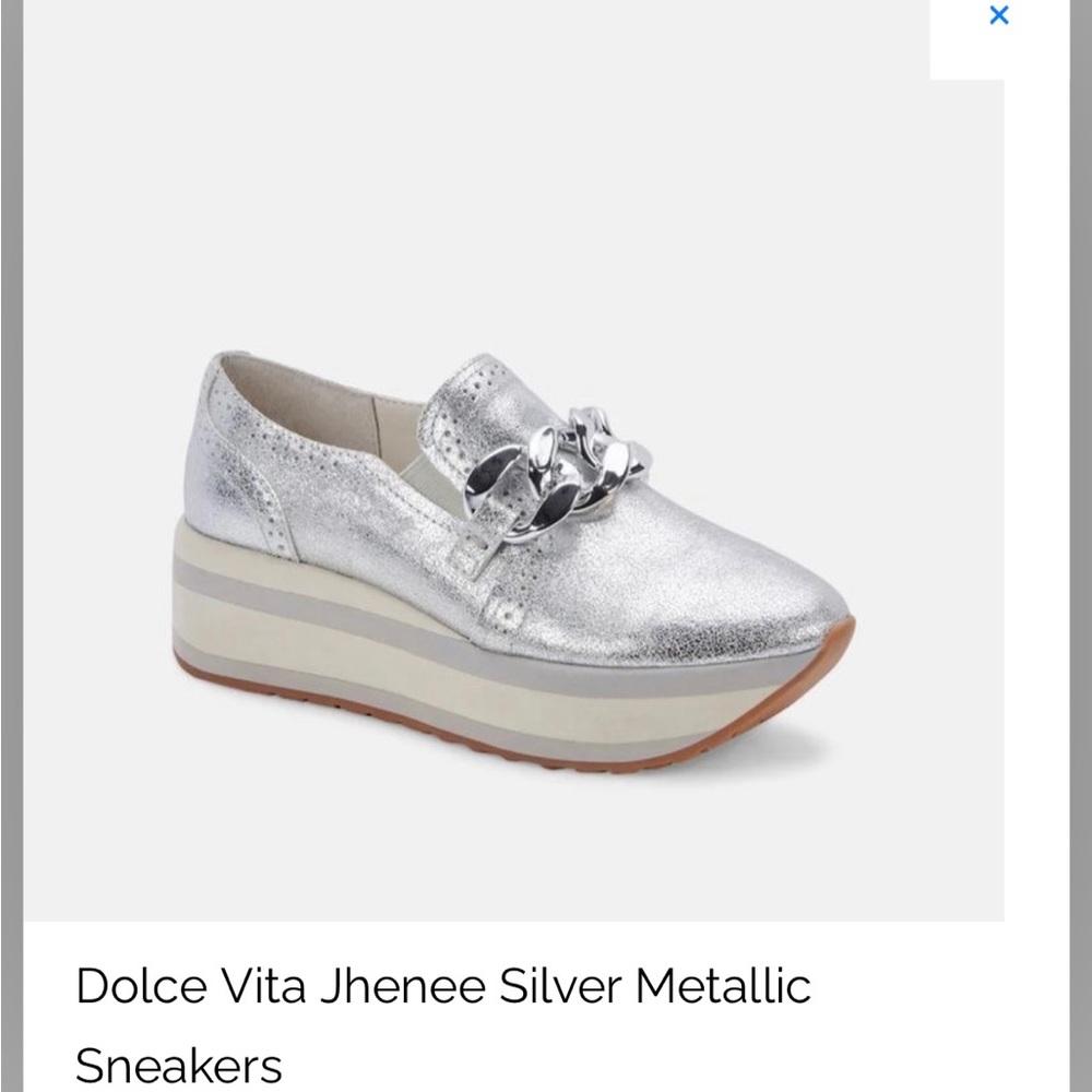 Dolce Vita metallic silver wedge sneakers